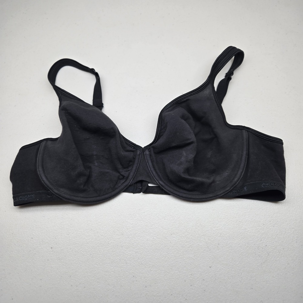 Cacique Women Bra 46C Black Unlined Demi T Shirt Underwired READ